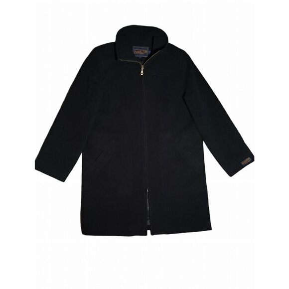 Vintage Pendleton Coat Trench Wool Cashmere Black Full Zip Mid-length Women’s 8 - Picture 1 of 10